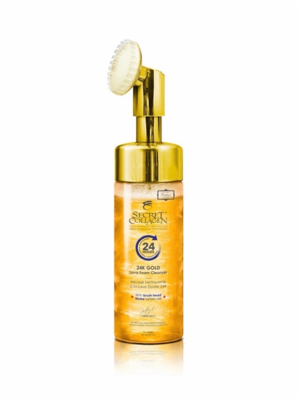 Secret Collagen 24K Gold Lava Foam Cleanser With Facial Brush 5.07 fl oz